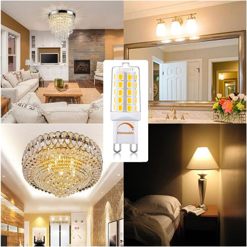 G9 LED Bulb Dimmable 4W, 4000K Natural Daylight White, 450Lm, 120V AC, CRI>85, Ceramic Bi Pin Base, 5 Pack