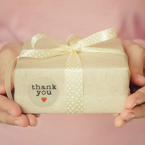 Hybsk Thank You Stickers with Black Heart, 1 Inch Round, 1,000 Adhesive Labels
