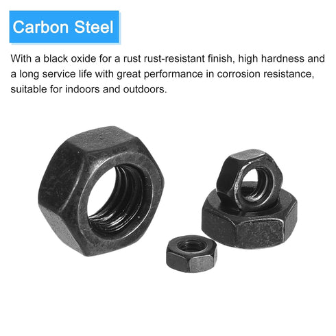 Hex Nuts (M4x0.7mm) 100Pcs: Carbon Steel Metric Coarse Thread Black Oxide Hexagon Nut for DIY Home Repair