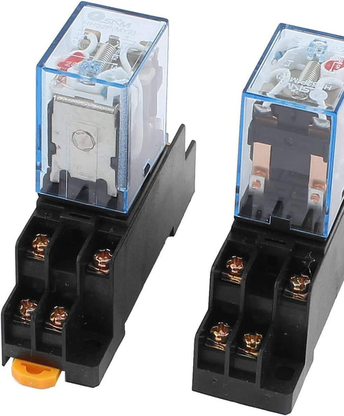BULUSHI 4Pcs MY2N-J AC110/120V 5A Coil, Red Indicator Light, 35mm DIN Rail DPDT 8Pins Electromagnetic Relay