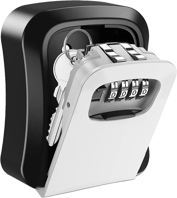 Key Lock Box, Resettable 4 Digit Combination Spare Key Safe, Weatherproof Key Storage Lock Box for Home, Office