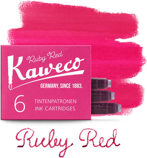 Kaweco Fountain Pen Ink Cartridges, Ruby Red, Pack of 6, Vegan