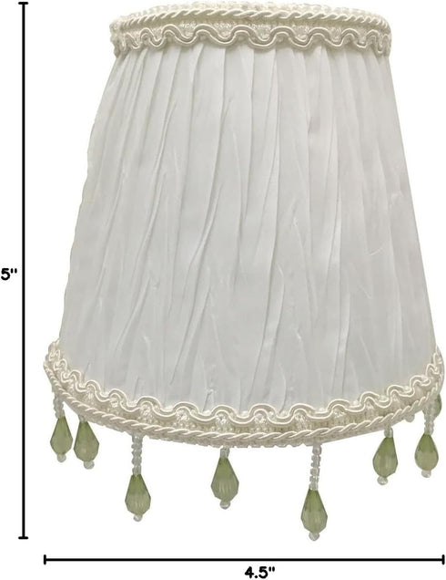 CSO-1033-5WH 3 5 4.5, Royal Designs, Inc. Beaded Ruche Pleat Empire Chandelier Shade with Designer Trim, x x White