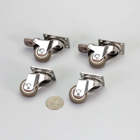 bayite 4 Pack 1" Low Profile Casters Wheels Soft Rubber Swivel Caster with 360 Degree Top Plate, 100 lb Total Capacity