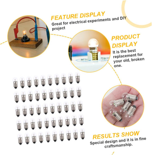 WHAMVOX 50Pcs Bulbs Bulbs Electrical Experiment Light Screw Base School Supplies for Science Kits Light for Classroom