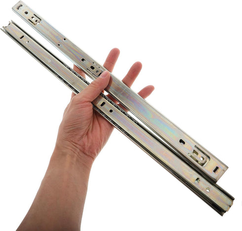 2PCS Luxshiny Heavy Duty Two-Section Ball Bearing Keyboard Drawer Slide Full Extension Galvanized Rail for Bedside