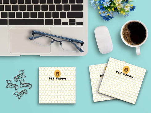 Butler in the Home 12 Pack Sticky Notes 3"x3", 50 Sheet Count Per Pad, Bee Happy Honey Bees, Cute Funny Memo Pads