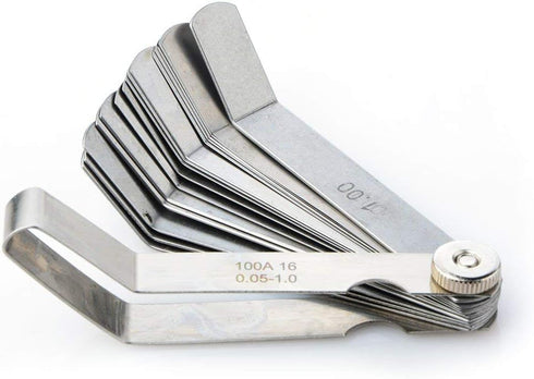 1 PCS Curved Steel Gapped Metric Filler Feeler Gauge Tool, 100A16, 0.05-1mm Thickness with 16pcs Blades for Woodworking