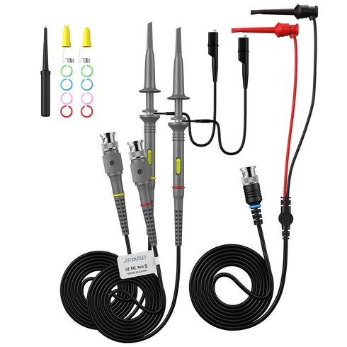 AUTOUTLET P6100 Universal Oscilloscope Probe with Accessories Kit - 100MHz Clip Probes with BNC to Minigrabber Test Lead