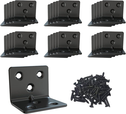 Aufuga Black Stainless Steel Shelf Bracket,Joint Right Angle Bracket,L Shape Heavy Duty Metal