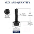 #14 x 5/8" Sheet Metal Screws, 100PCS 410 Stainless Steel Hex Washer Head Tek Screws, Black Oxide