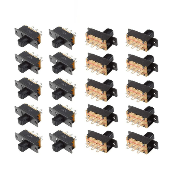 SS22F25-G7 2-position DPDT 2P2T Panel Mount Mini Slide Switch, 20Pcs