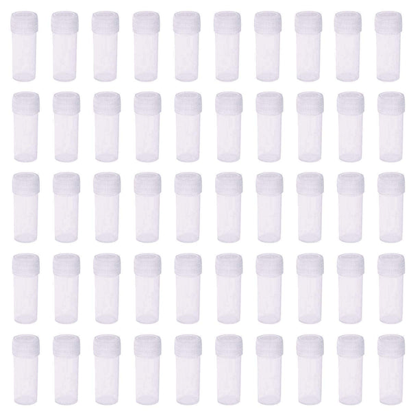 5ml Plastic Test Tubes - Small Vial Storage Container for Lab - 50pcs