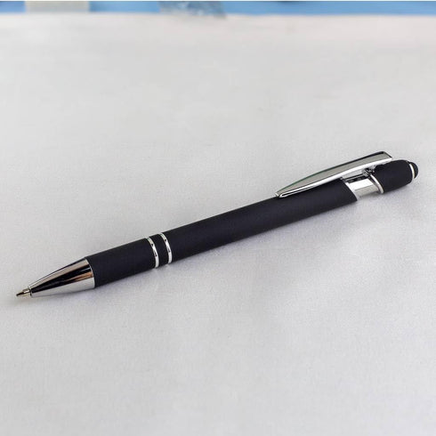 Retractable Ball Point Pens with Stylus Tip, Medium Point Soft Touch Metal Matt Wine Red Barrel, Black Ink, 10 Count