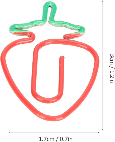 Strawberry Paper Clips, 20pcs Colorful Fruit Shaped Cute Paper Clips for Document Organizing, Coated Paper Clips Office