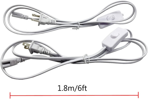 T5 T8 LED Wire Connector Power Cord with On/Off Plug for LED Tube, 1.8M/6Ft, 3pin, 2PCS Integrated Fixture