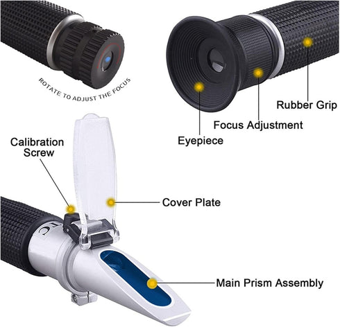 VGVGV 0~10% Brix Refractometer, Salinity Refractometer Meter Water Reader Marine Salt Aquarium Test Tester Digital PH