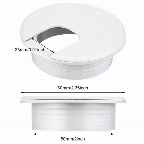 SATINIOR 10 Packs Desk Cable Wire Grommet Cord, Plastic Grommet Cord Organizers, 2 Inch, White