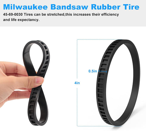Replacement Milwaukee BandSaw Compact Pulley Tires, 4 Pack 45-69-0030 2629-20 6242-6 2429-20 2629-22 2429-21XC (4.0"