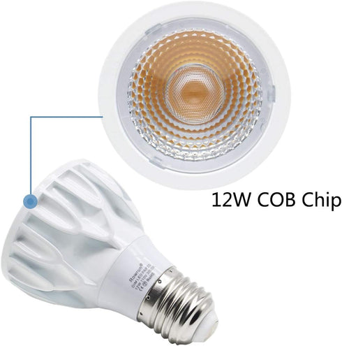 2 Pack PAR20 12W Narrow Flood Light Bulb, E26 Dimmable LED, 100W Halogen Warm White 3000K