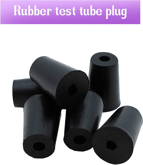 PENCK 6pcs Rubber Stopper with Hole, Tapered Plug for 13mm to 17mm Test Tubes