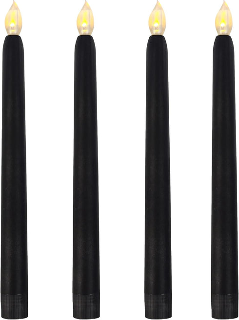 CANDLE CHOICE Black Halloween Flameless Taper Candles with Timer 9 Tall Long