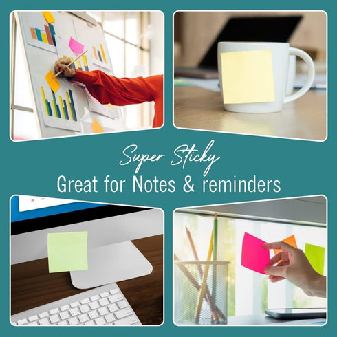 Sticky Notes 3x3 Inches, Assorted Colors, Poptimistic Collection, 5 Pads, 100 Notes per Pad (Total 500 Cute Notes)