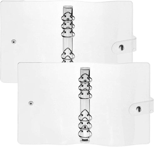 FUKQVOD 2 Pack Transparent Soft PVC 6-Ring Binder Covers with Snap Button Closure for 6 Hole Planner Pages