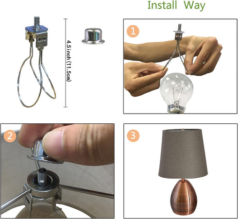 U/D Modern Silver Clip-on Lamp Shade Adapter - Round Design