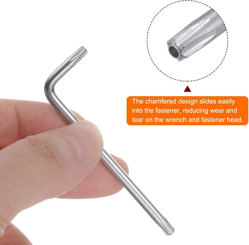 4pcs T15 Tamper Proof Torx Star Key Bit Wrench, 2.32" L-Shaped 6 Points Wrenches for Automotive/Home Repairs