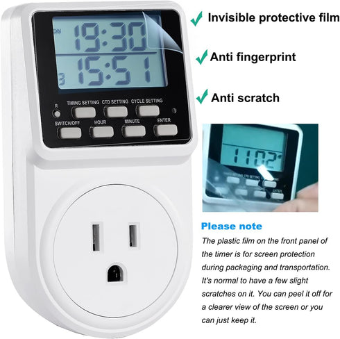 Digital Infinite Repeat Cycle Intermittent Timer Plug, 24 Hour Programmable Indoor Timed Power Switch