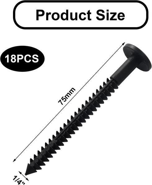 Aoserge 18Pcs 3 Inch Vinyl Shutter Screws - Black Exterior Shutter Fasteners with Reverse Barb Design for Secure