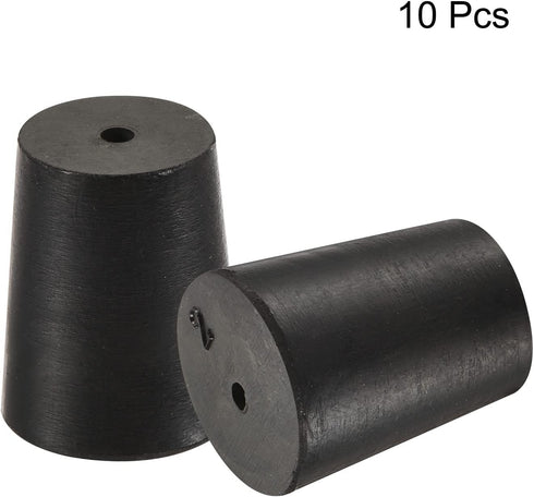 MECCANIXITY Rubber Tapered Plug 16mm to 20mm Black with Hole, Test Tubes Bungs Stopper, 10 Pieces