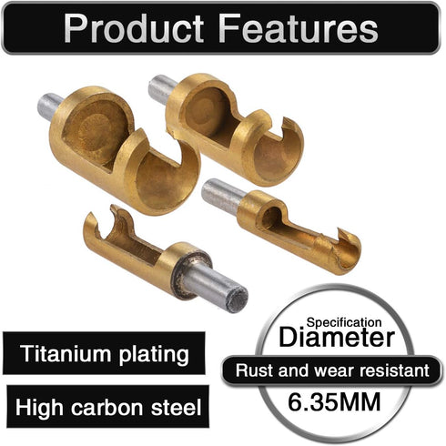 4pcs Wood Plug Hole Titanium Coated Cutter Drill Bits Set - 1/4" 3/8" 1/2" 5/8" Cutting Dowel Power Woodworking