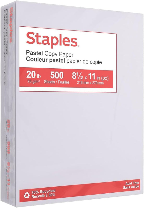 Staples 678831 Pastel Colored Copy Paper 8 1/2-Inch X 11-Inch Gray 500/Ream