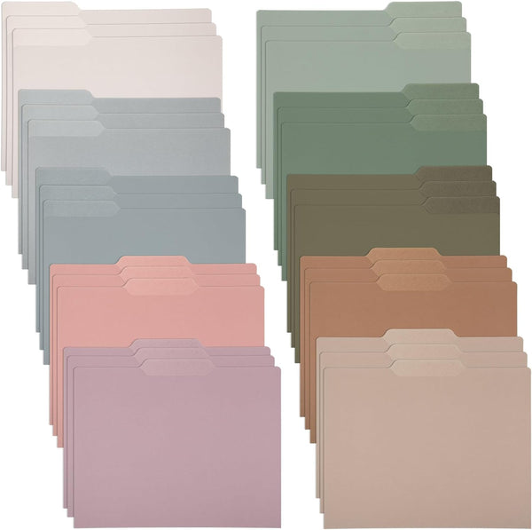 Estune 30 Pcs Colored Manilla File Folders, Letter Size 11.69 x 9.25 Inches, Graphic Geometric Floral Leaf Organizers