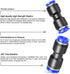 TAILONZ PNEUMATIC Blue Straight Reducing Tube OD Push to Connect Tube Fittings, 3/16" x 3/8" (Pack of 10)