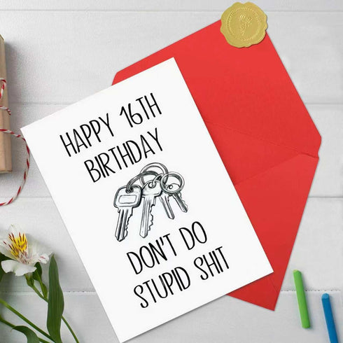 MOROLURU 16th 16 16th Funny Birthday Card for Boys Girls, Humorous Year Old Birthday Card Gifts for Him Her, Sweet Bday