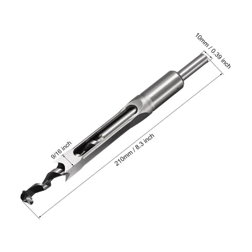uxcell 9/16" x 210mm Square Hole Drill Bits for Wood, Mortising Chisel Bit Auger Spur Cutter Tool