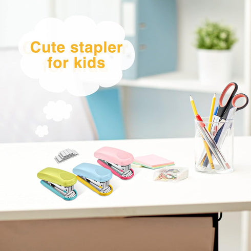 Leinuosen 6 Pack Mini Stapler - Includes 1000 Staples, Pink Small Stapler Multipack for Kids School Office