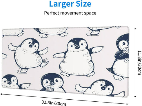 Large Mouse Pad Mat, Cute Penguins Christmas Desk Mat XXL Extended Gaming Mouse Pad, Non-Slip Laptop Computer Keyboard Mouse Mat for Office PC, 31.5 x 11.8 Inch by SUFPMP