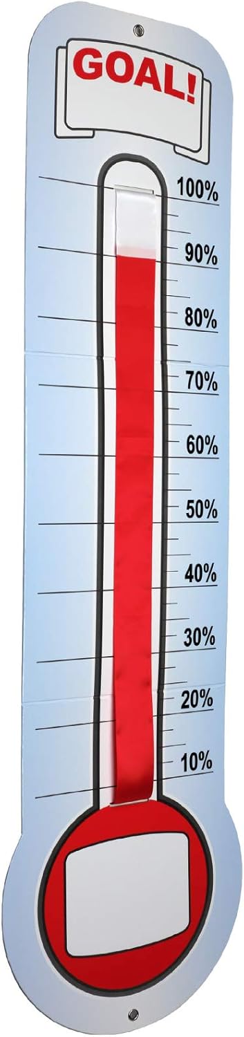 Global Printed Products Fundraising Thermometer Chart Goal Tracker, Dry Erase Wall Mounted Thermometer, Giant Sales