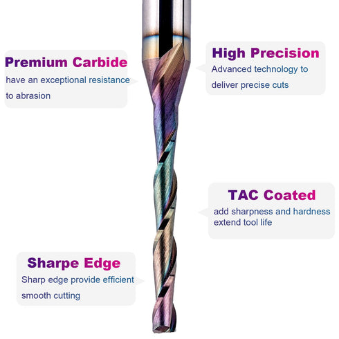 1/8 Inch 1/4 Inch 3 Inch SpeTool Upcut Spiral Router Bit Cutting Diameter Shank, Extra Long Extreme Tool Life Coated