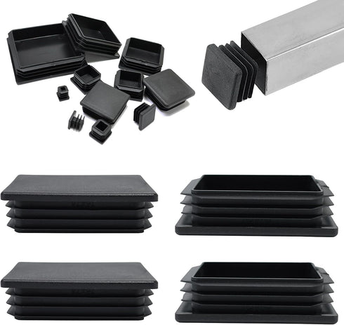 EASYEAH 4" (100mm) Plastic Hole Plugs Black-Square Chair Leg Caps & Pipe