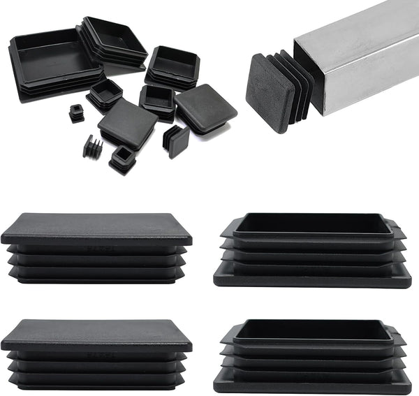 EASYEAH 4" (100mm) Plastic Hole Plugs Black-Square Chair Leg Caps & Pipe