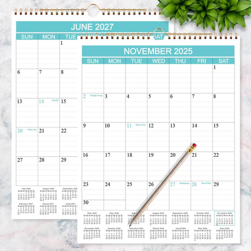 Calendar 2025-2027 - Wall Calendar from Nov 2025 to Jun 2027, 20 Monthly Calendar for Home or Office, 8.5 x 11 In