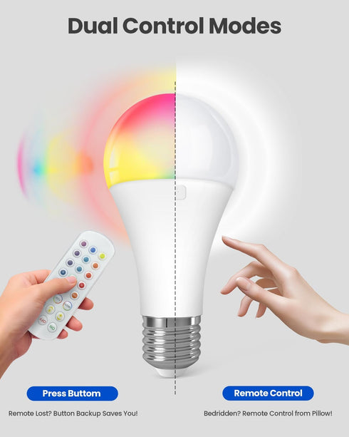 Bulbs Bulbs 15 A19 E26 Dimmable Bulbs 1 Pack KINDEEP Rechargeable Light with Remote: Battery Operated with Colors
