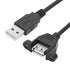 2Pcs 2.0 1FT, USB Panel Mount Extension Cable USB Type A Male to Female with Ears Can Fixed Charging and Data