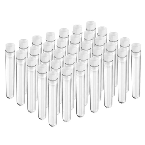 Joyclub 50pcs 12x100mm Clear Plastic Test Tubes with Caps for Scientific Experiments, Halloween, Christmas Party