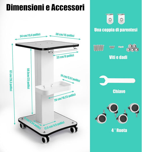 WXLTSGM 3-Tier Beauty Rolling Cart with Storage Trays,Rolling Cart Moveable Esthetician Machine, Tattoo Table Work